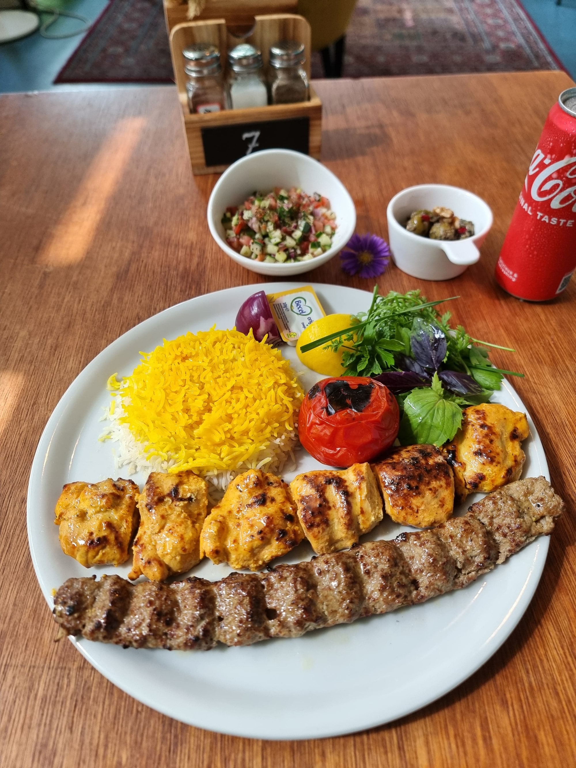 House-made Persian dishes with rice and side dishes